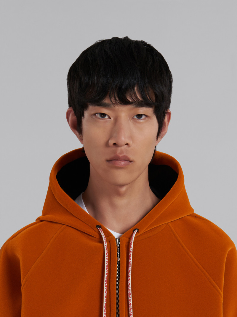 ORANGE SPONGE JERSEY HOODIE WITH LOGO DRAWSTRING 4