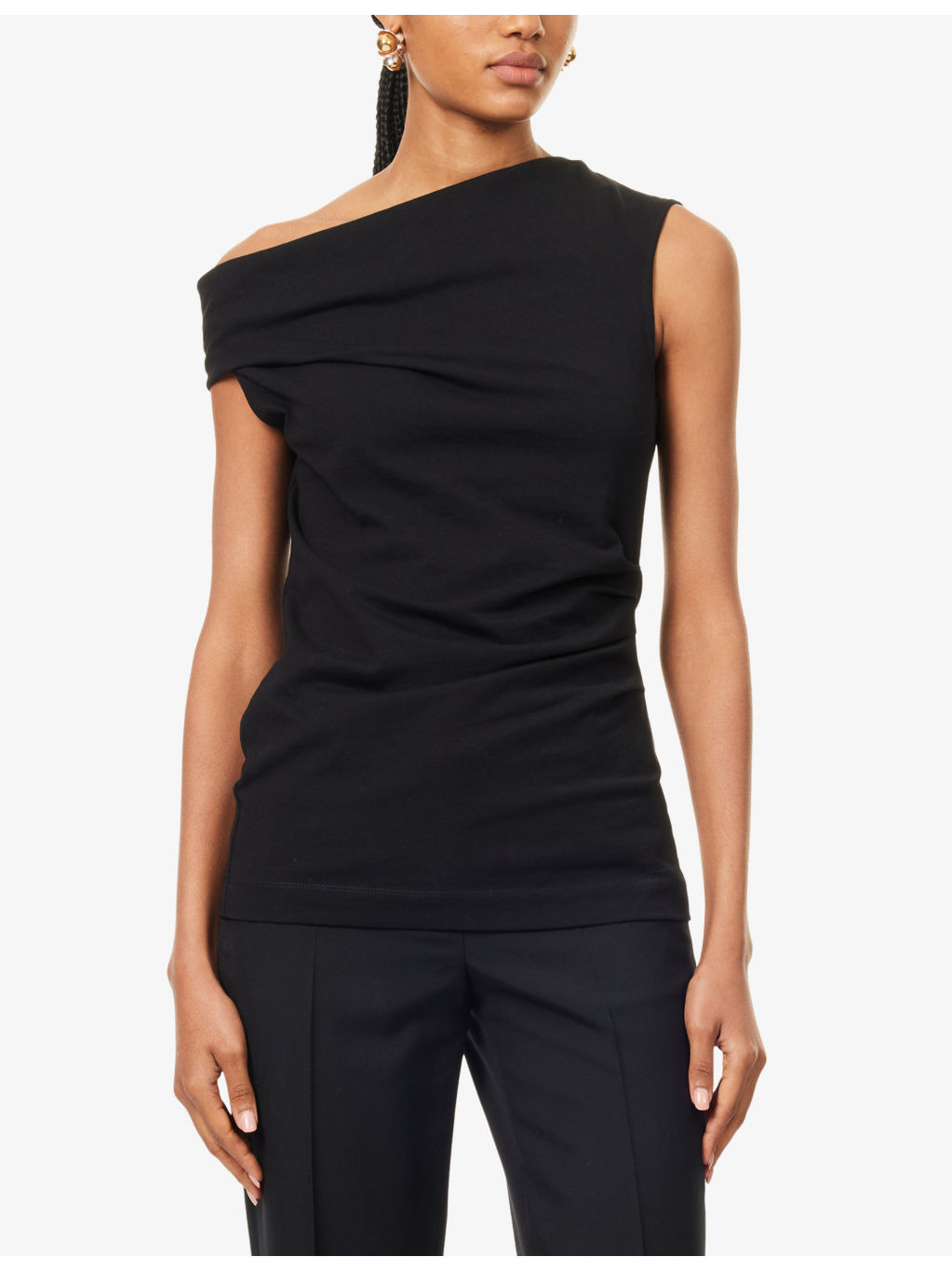 Draped Sleeveless Cotton-Jersey Top - 3