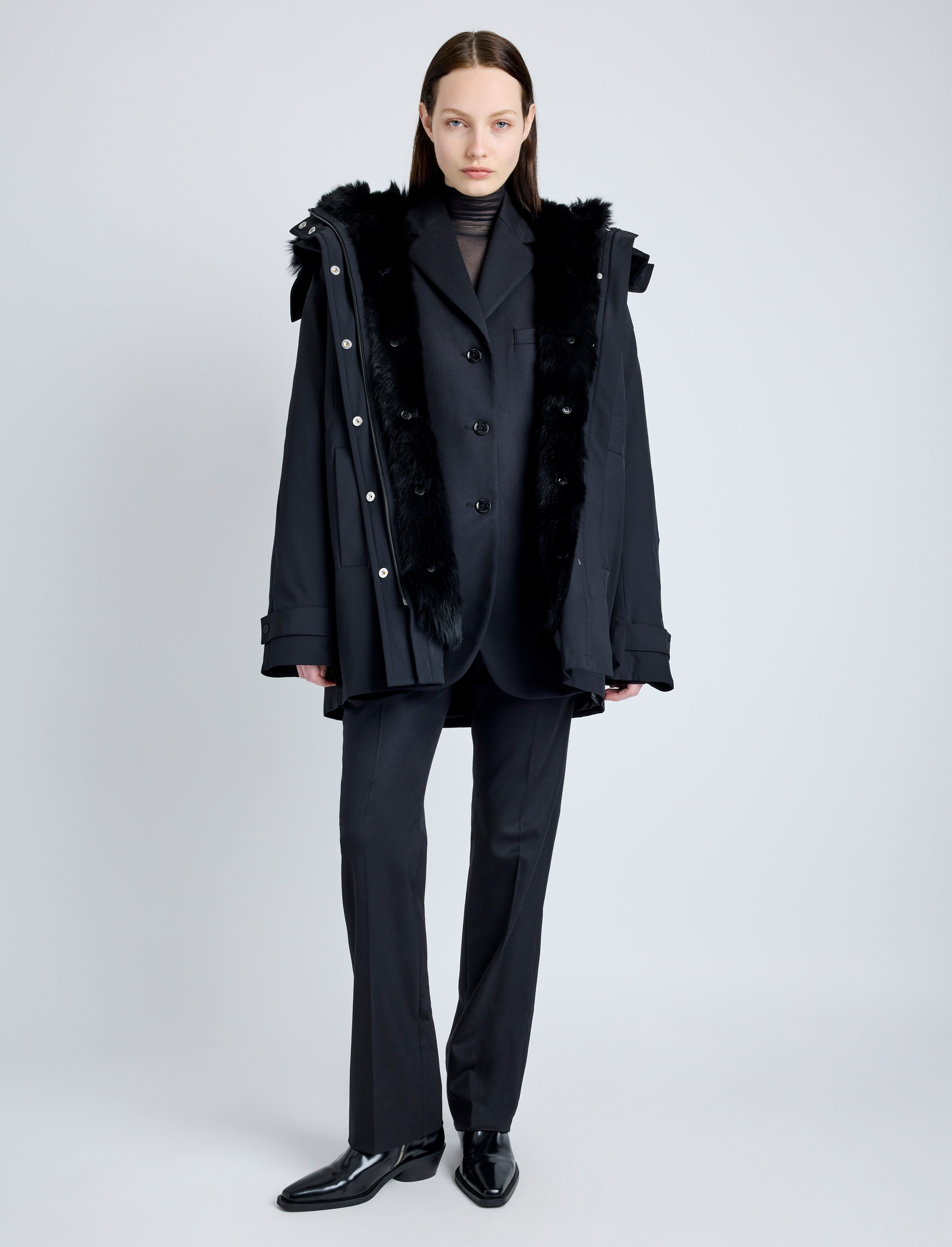 Wilder Coat in Stretch Nylon with Shearling Lining - 3