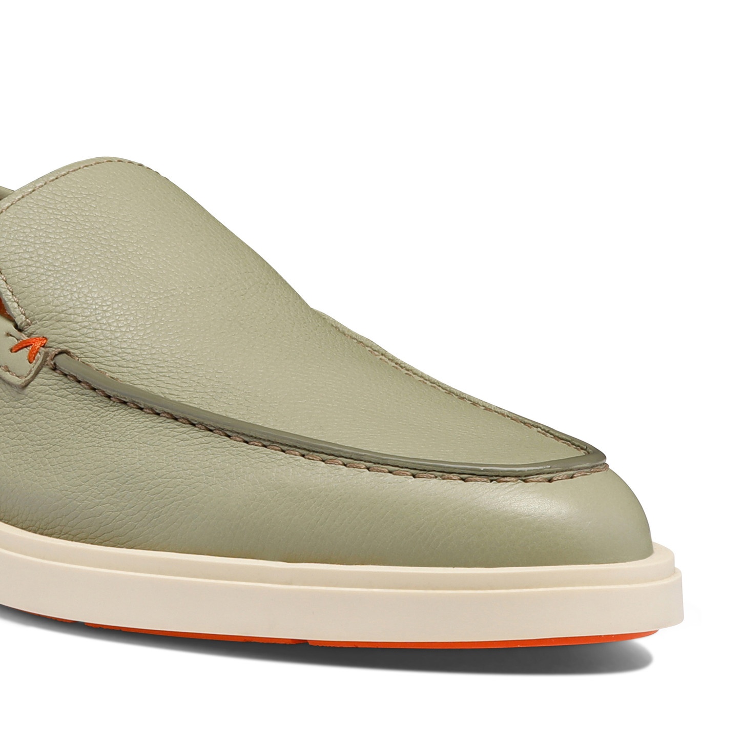 Men's light green tumbed leather loafer - 6