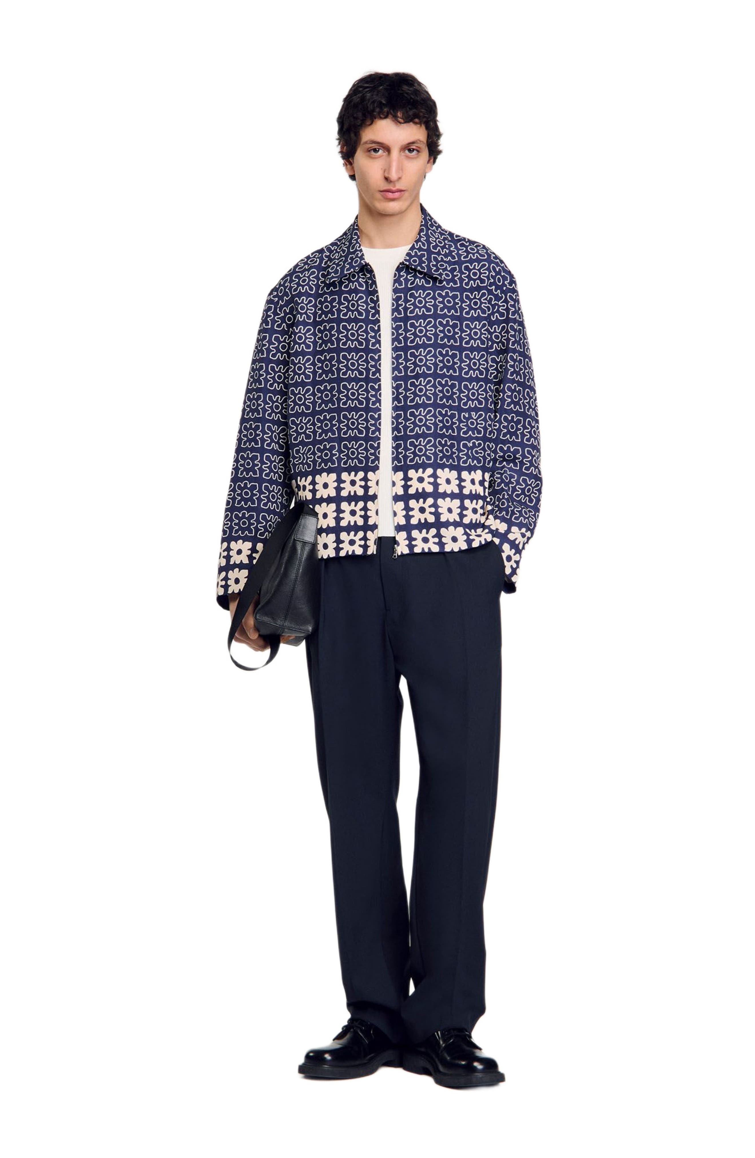 SANDRO Jacket with floral motif in Midnight Blue at Nordstrom - 6