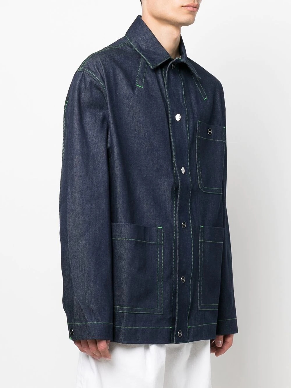 contrast-stitch denim jacket - 3