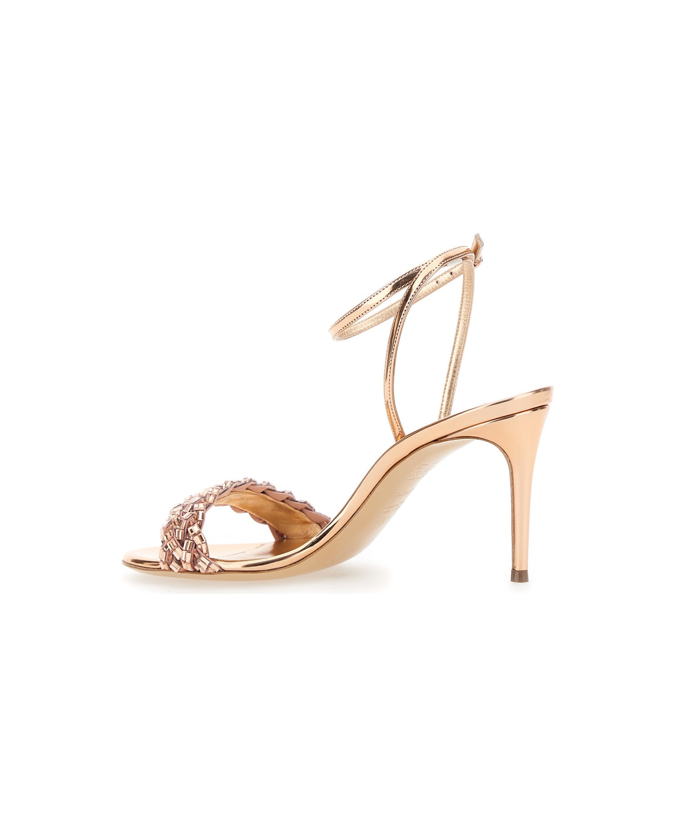 'starlink' Pink Sandals With High Stiletto Heel And Braided Embellishment In Ecoleather Woman - 3