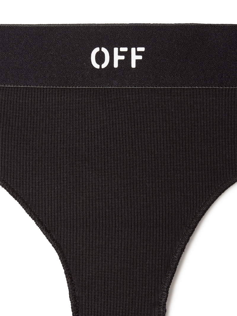 Black/white Off Rib Brazilian Panties 6