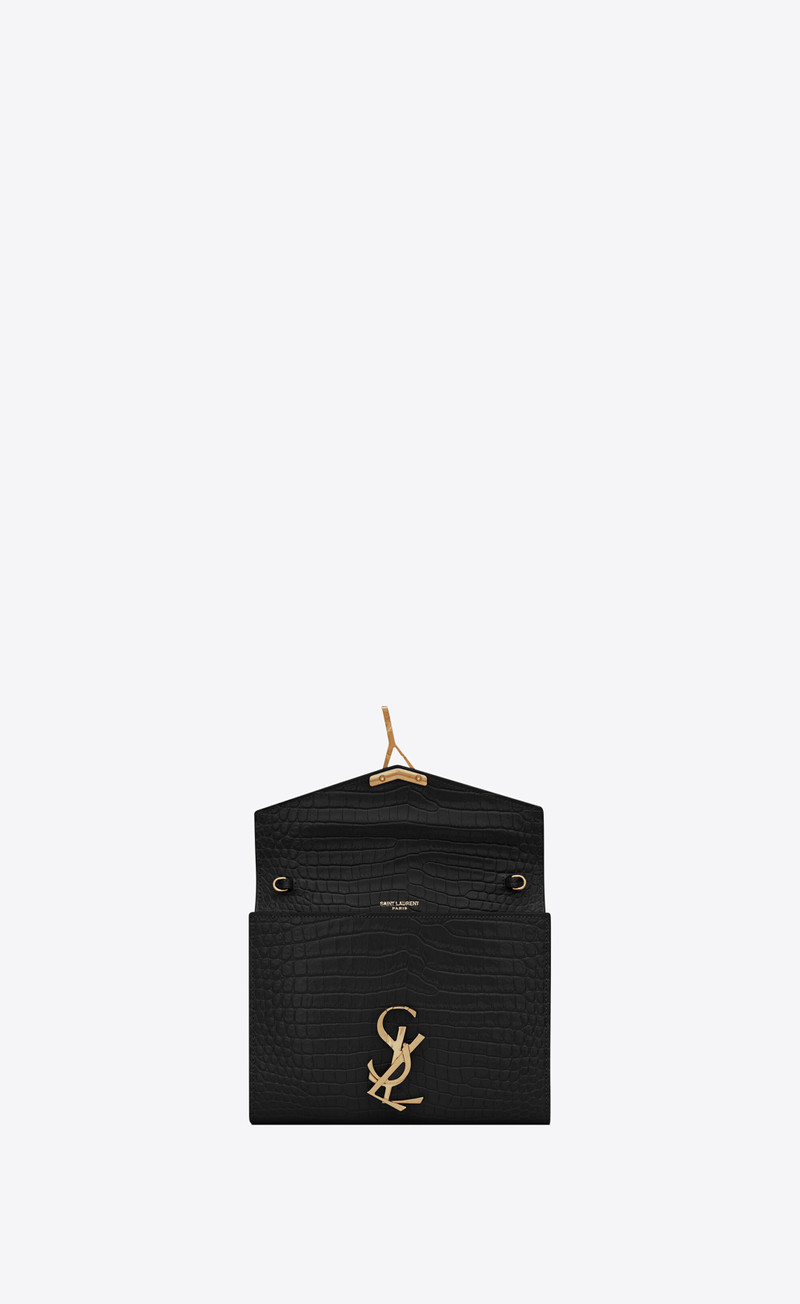 cassandra chain wallet in crocodile-embossed shiny leather 6