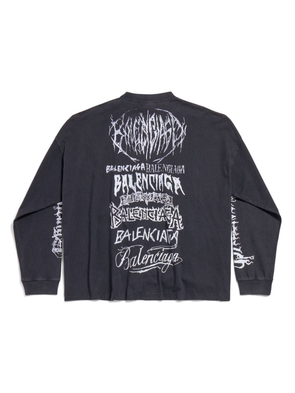 【BALENCIAGA】MAISON LOGO LONG SLEEVE T SHIRT Balenciaga Maison Long Sleeve T-shirt Oversized In Black