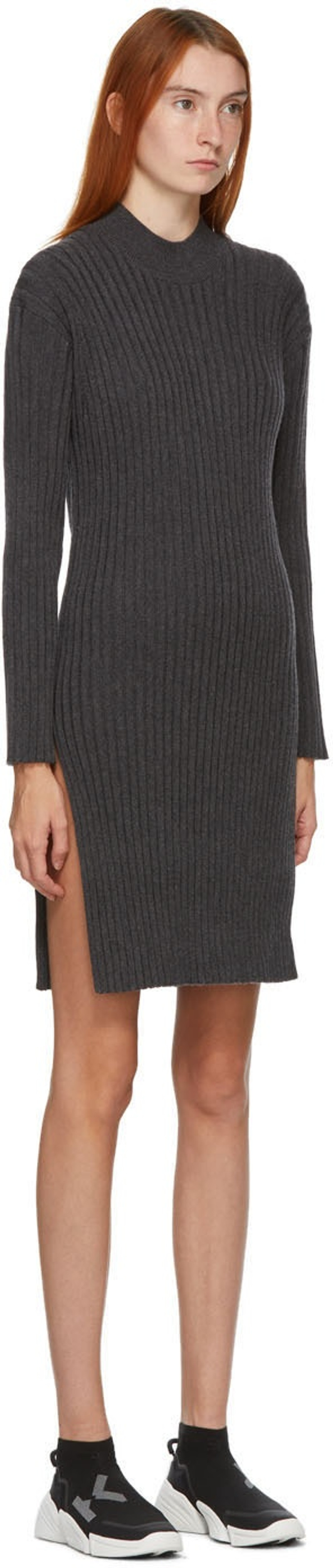 KENZO Grey Ribbed Short Dress outlook