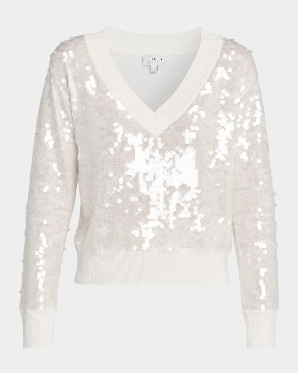 Ilaria Deep V-Neck Sequin Sweater - 1