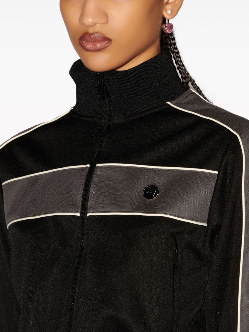 zip-up striped sweatshirt - 6