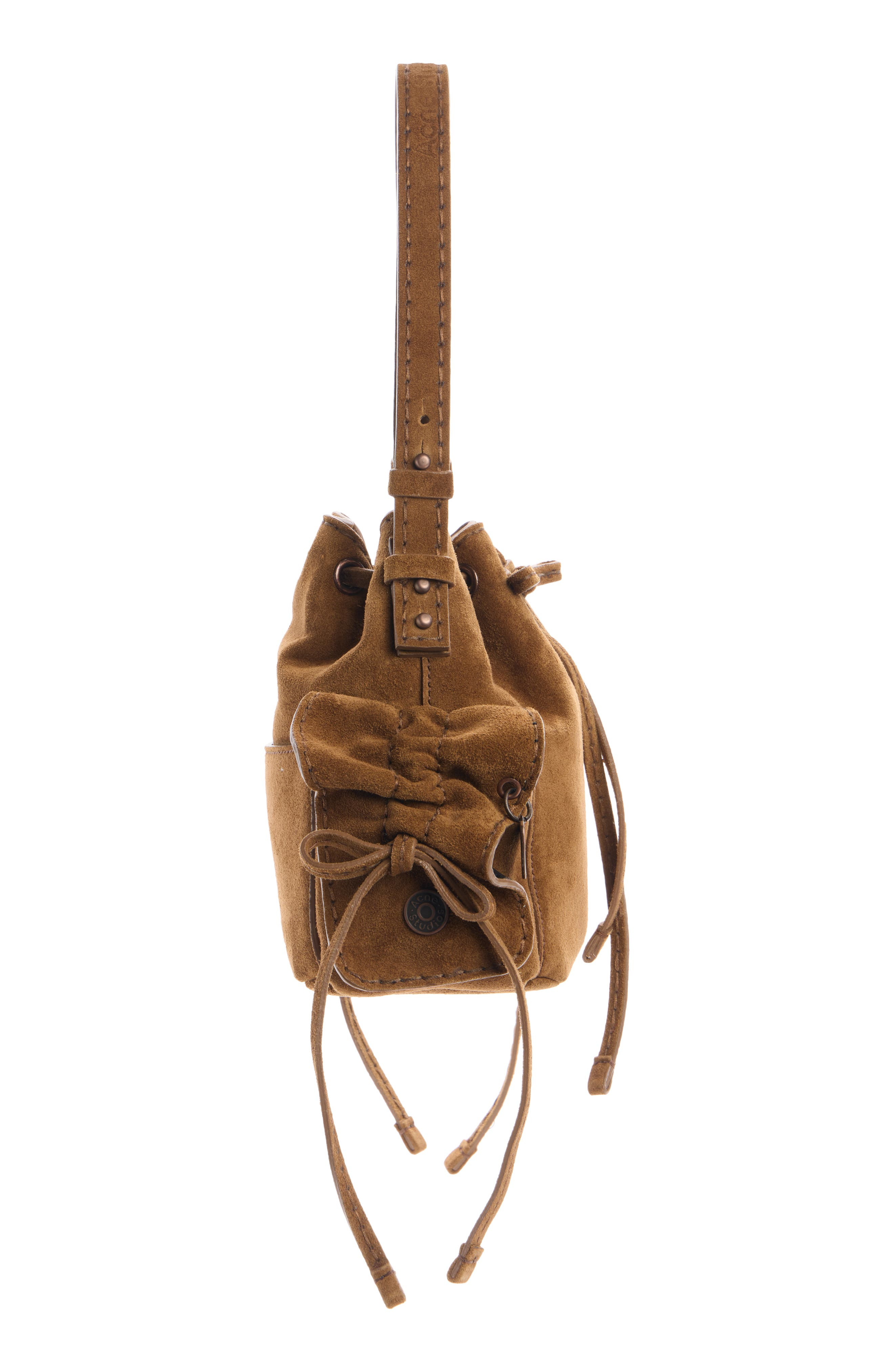 Acne Studios Mini Multipocket Suede Bucket Bag in Cognac Brown at Nordstrom - 4