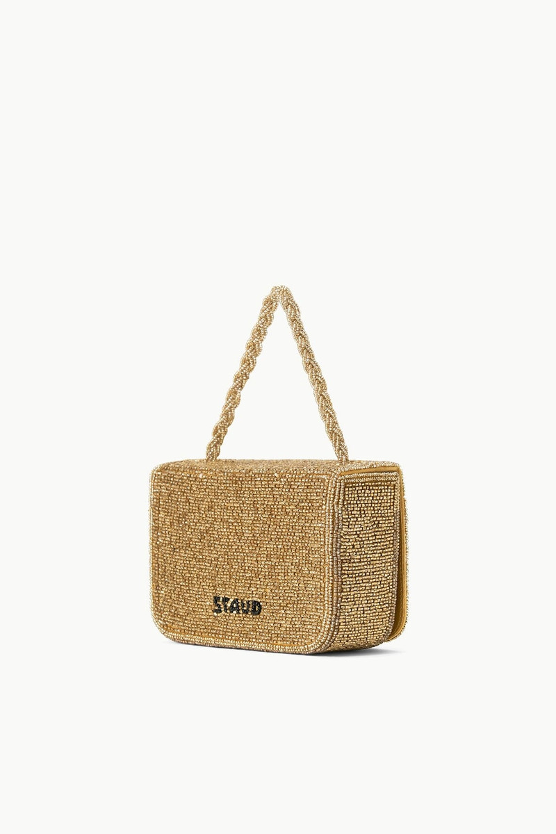 STAUD CARMEN BEADED BOX BAG GOLD 4