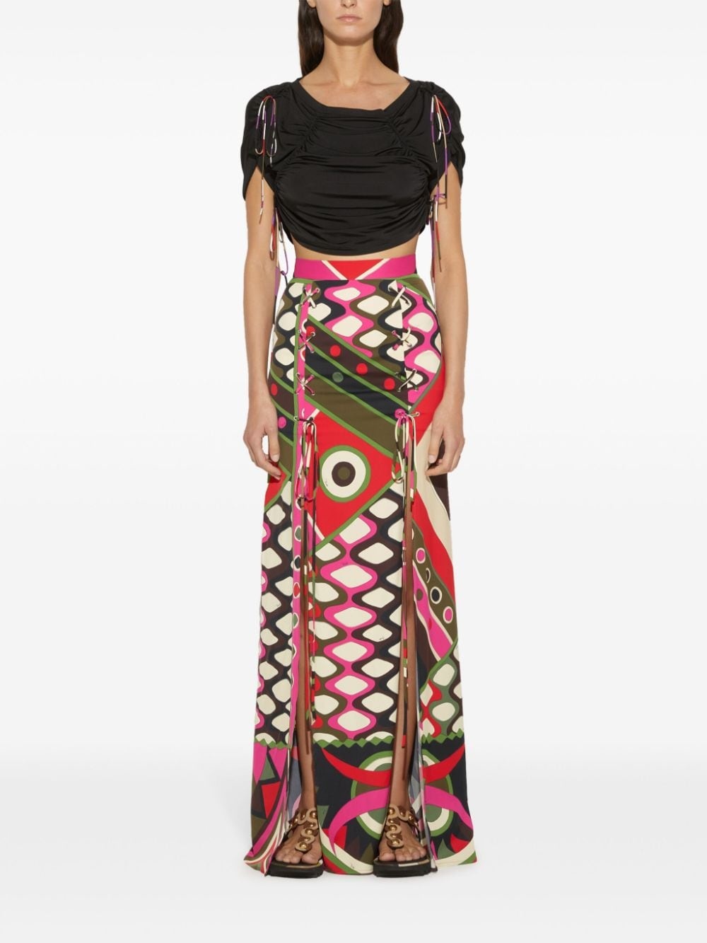 contrasting-trim cropped top - 2