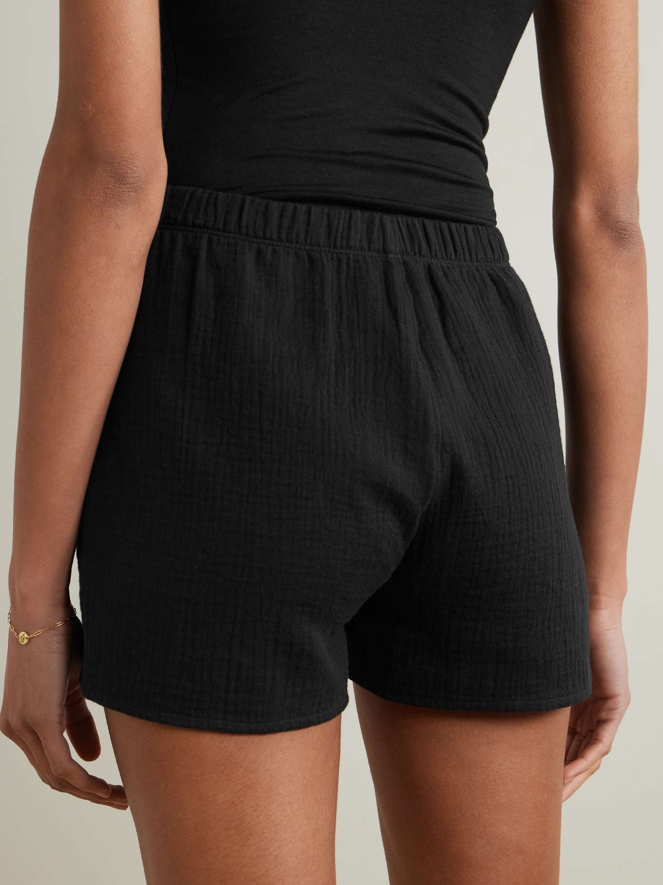 Jude embellished cotton-gauze shorts Black - 4