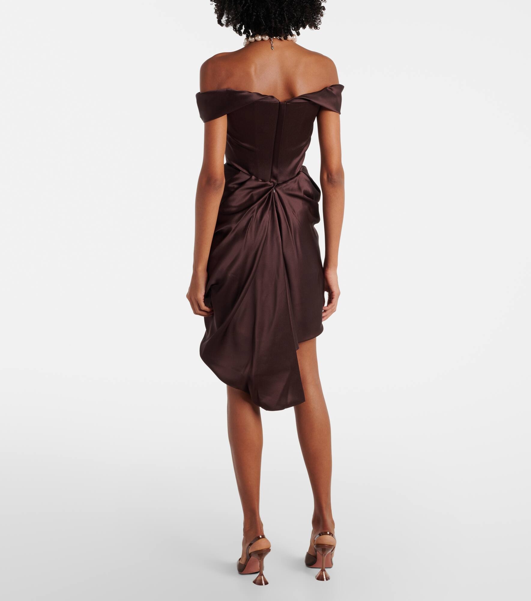 Nova Cora asymmetric satin minidress - 3