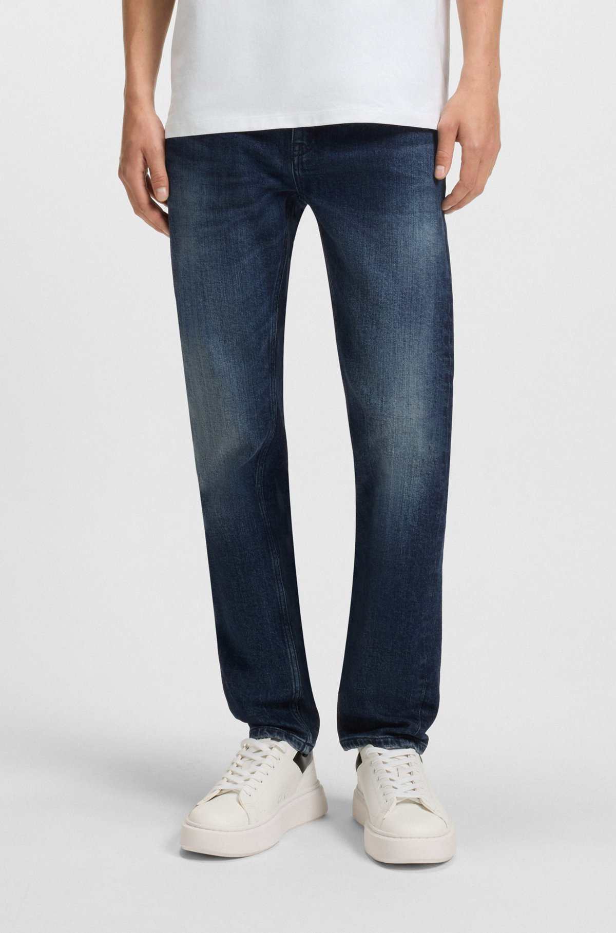 SLIM-FIT JEANS IN DARK-BLUE COMFORT-STRETCH DENIM - 2