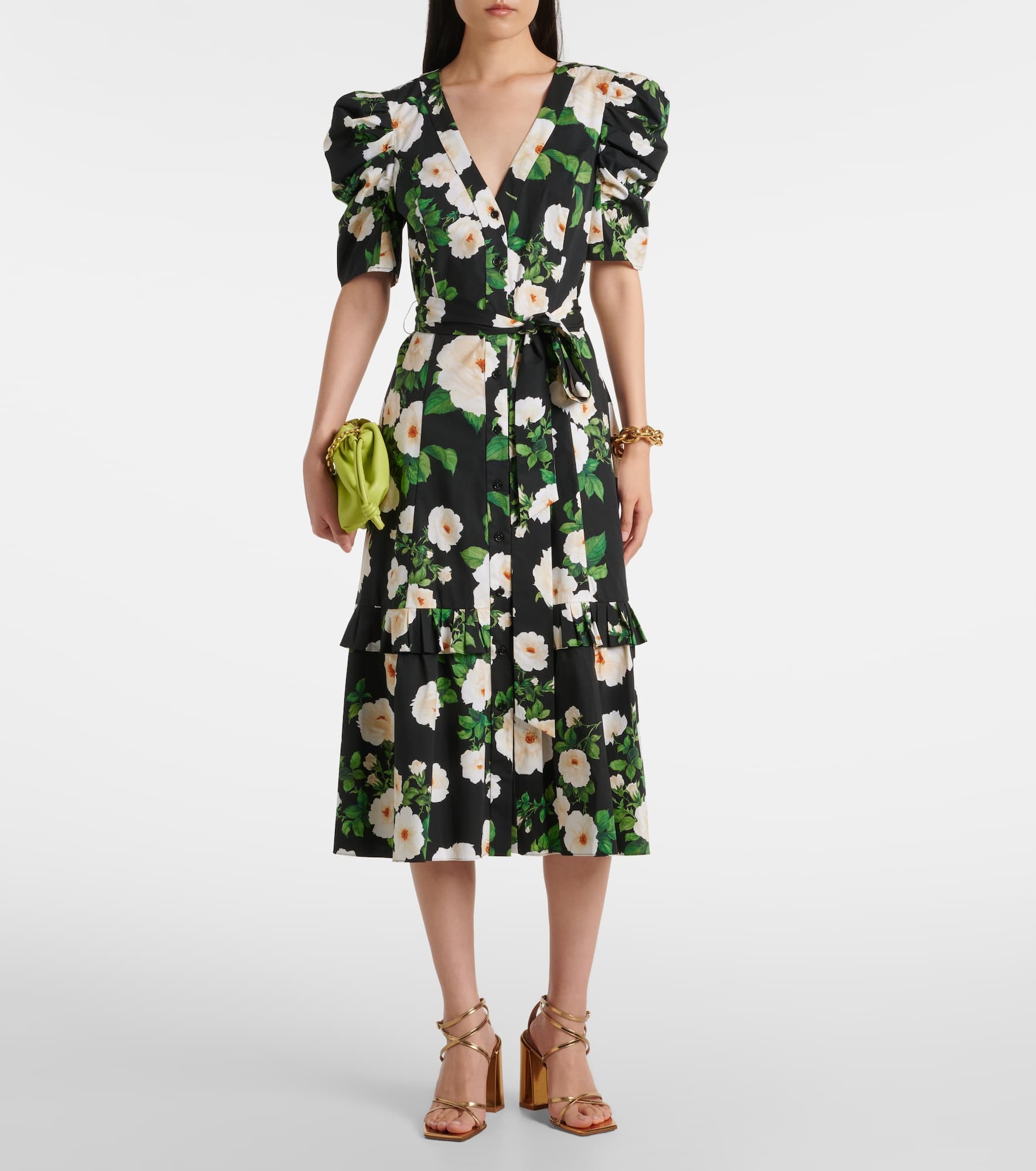 Floral cotton-blend midi dress - 2