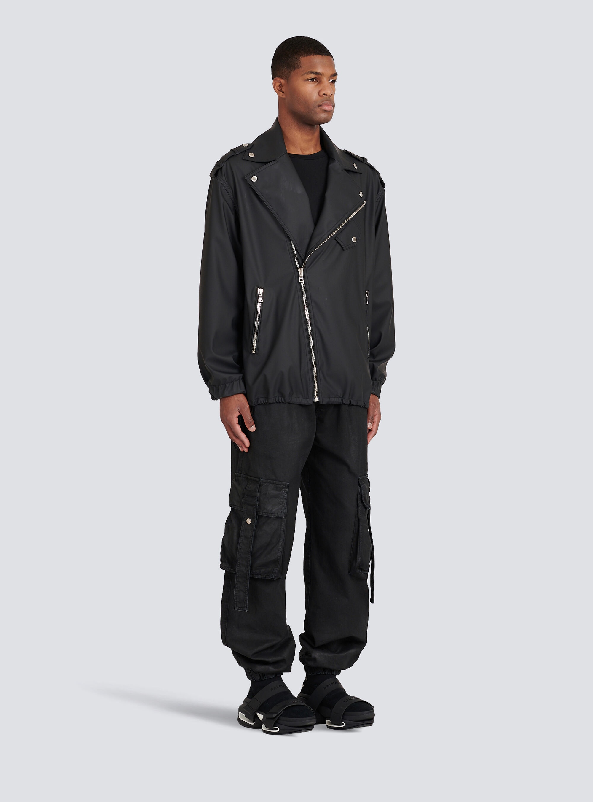Quilted faux leather biker jacket - 5