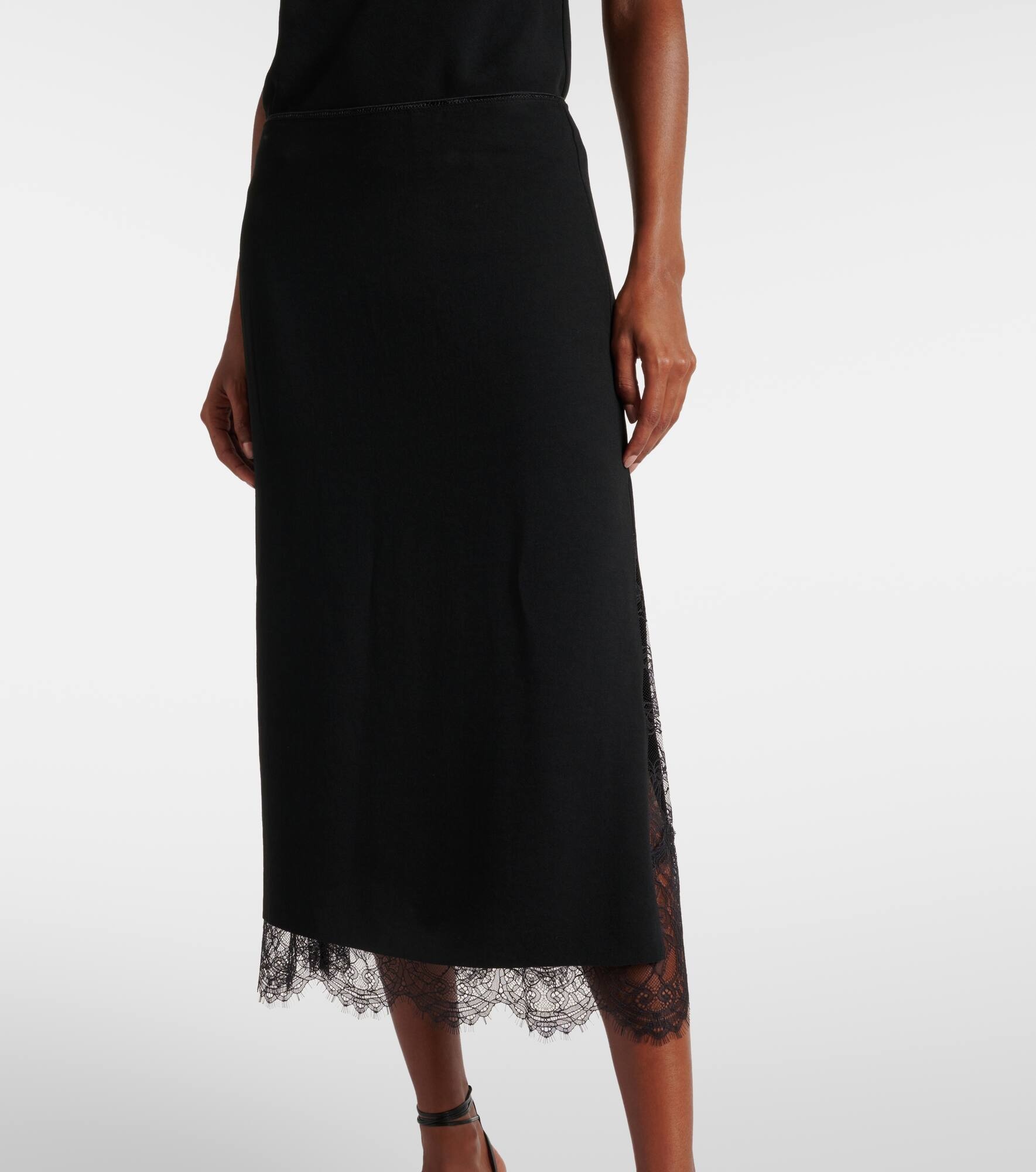 Lace-trimmed midi skirt - 4