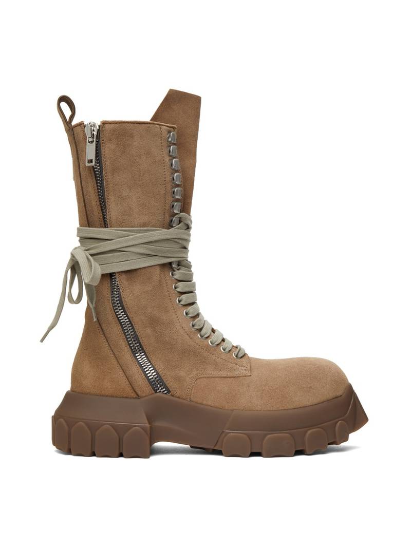 Taupe Lace-Up Tractor Boots 1