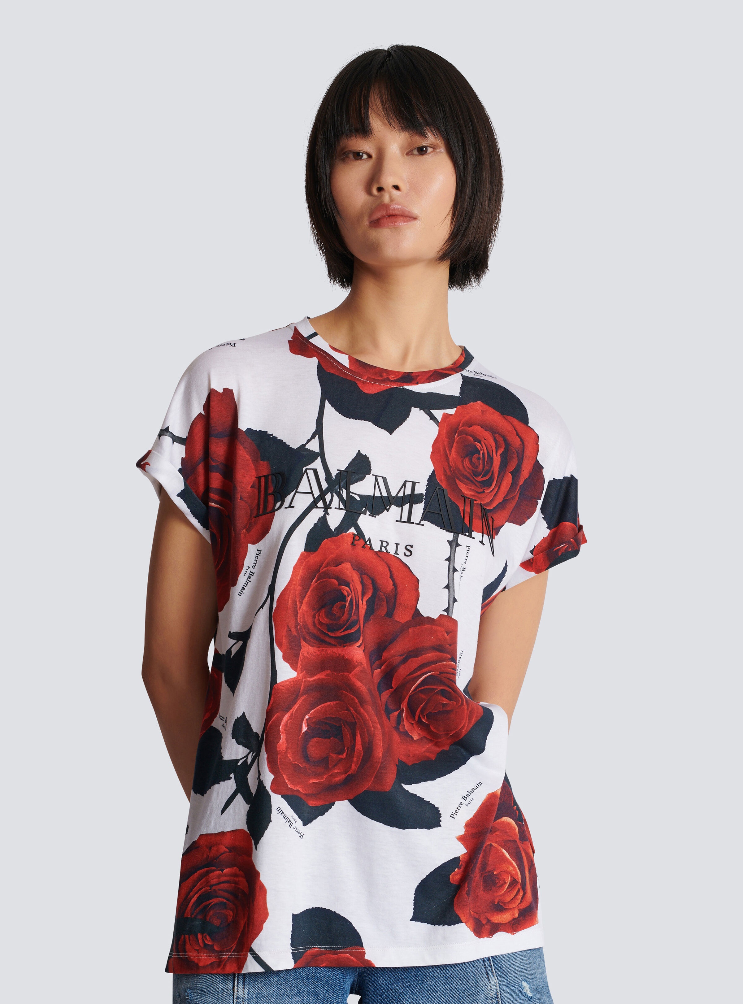 Vintage Balmain T-shirt with Red Roses print - 6