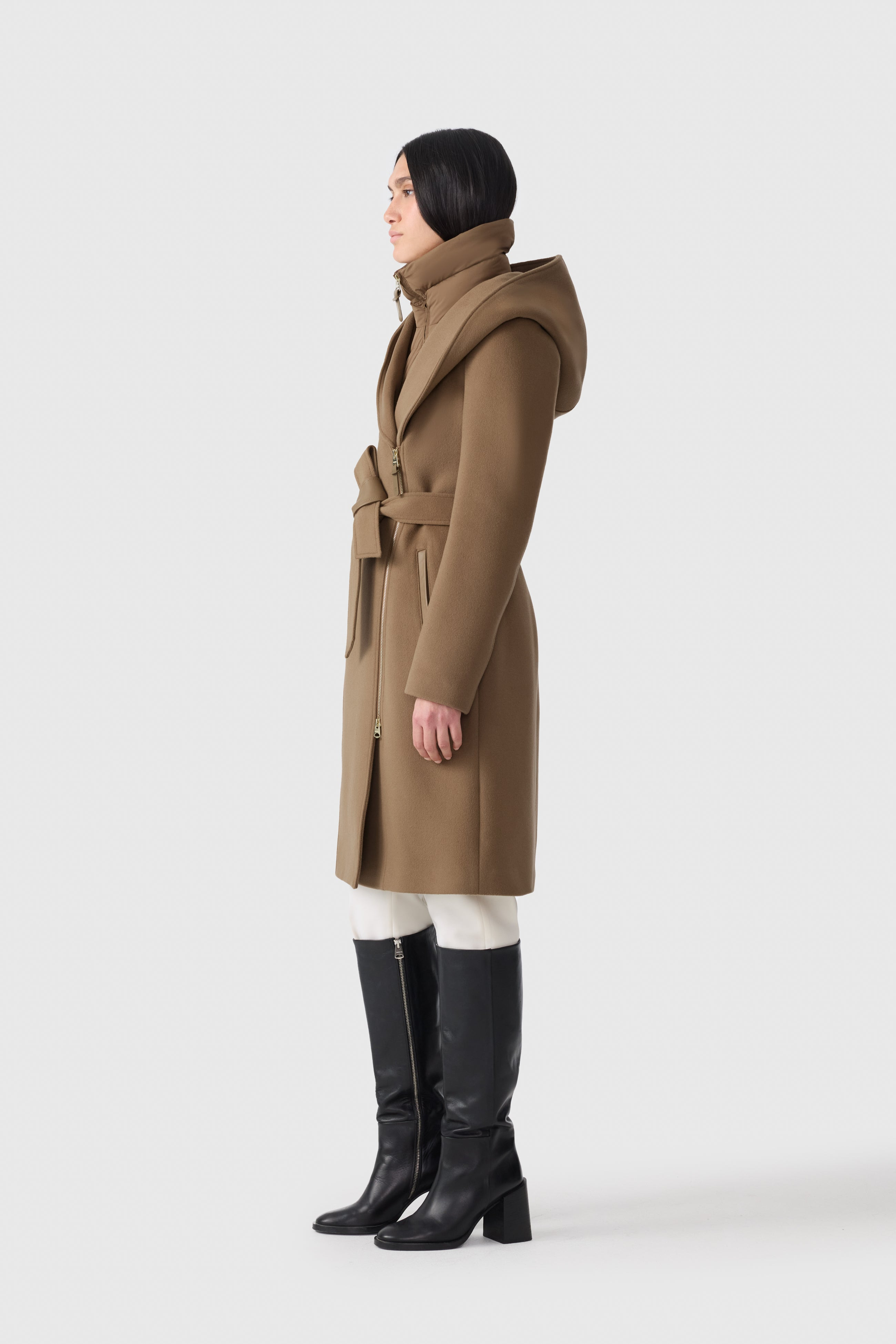 SHIA-SLB 2-in-1 double-face wool coat with removable bib - 3