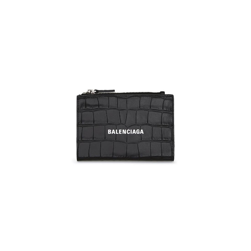 Men's Cash Folded Vertical Card Holder Crocodile Embossed  in Black 1