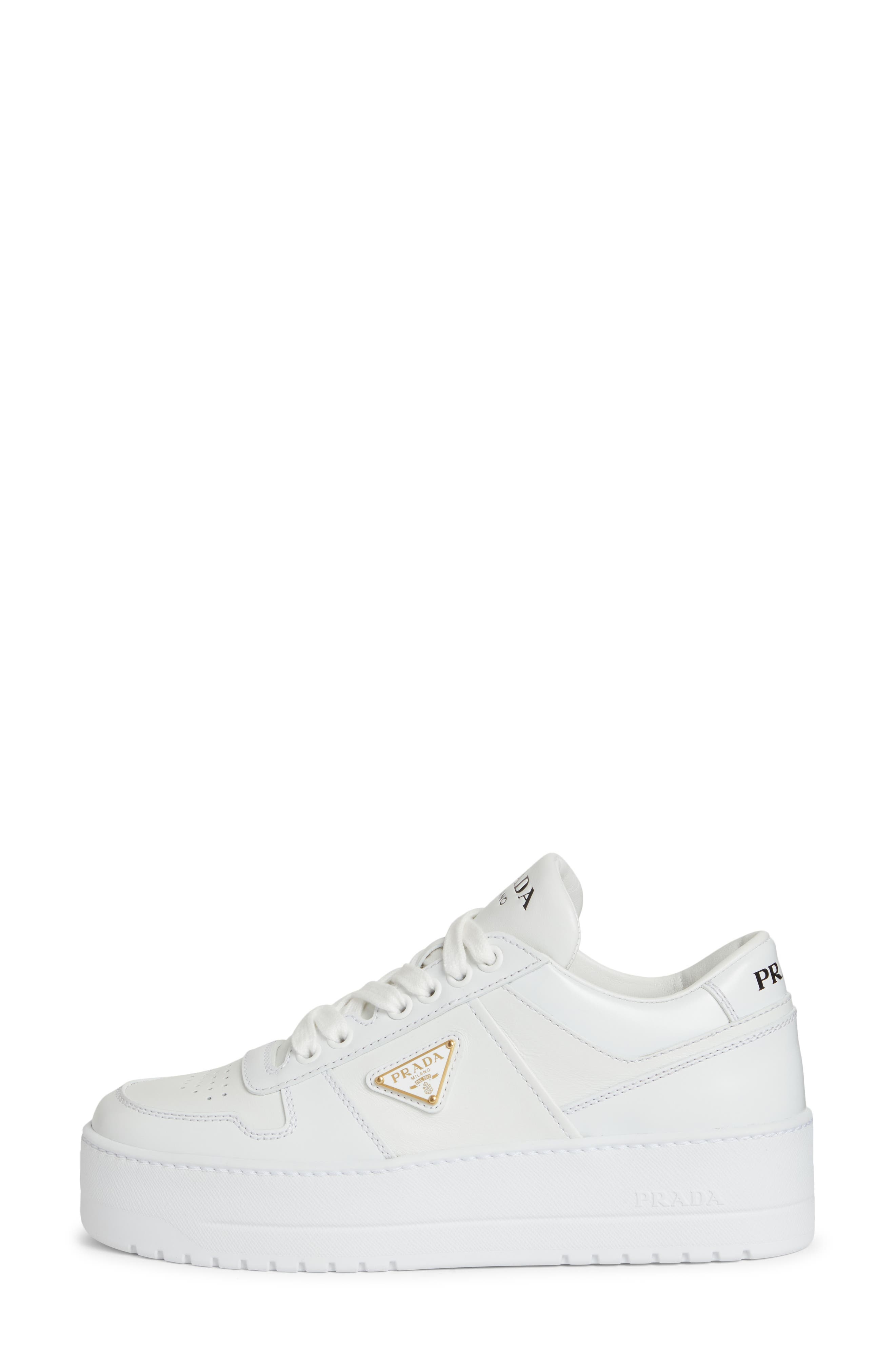 Prada Flatform Downtown Leather Sneaker in Bianco at Nordstrom - 3