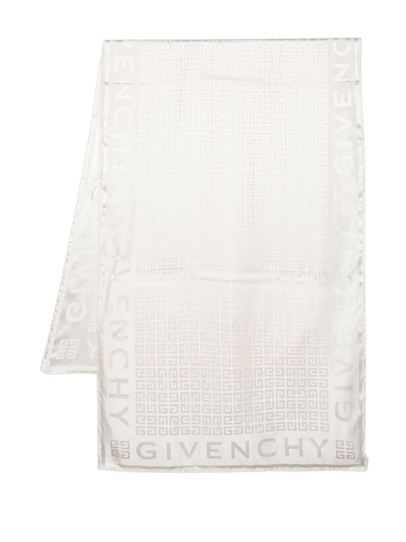 monogram-print silk scarf - 1