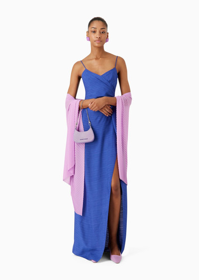 EMPORIO ARMANI Viscose-crêpe long dress with knot and slit outlook