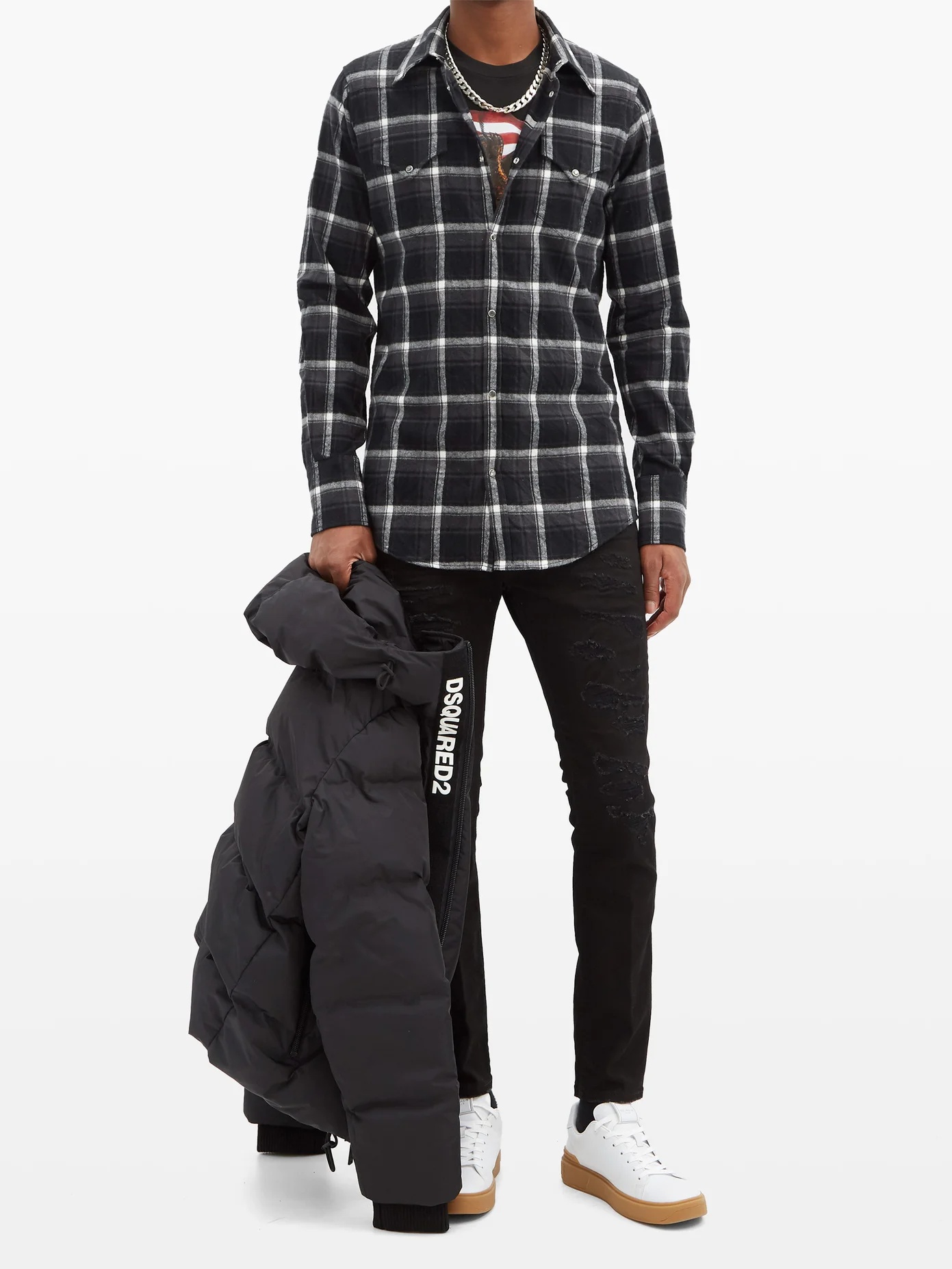 Checked cotton-flannel shirt - 6