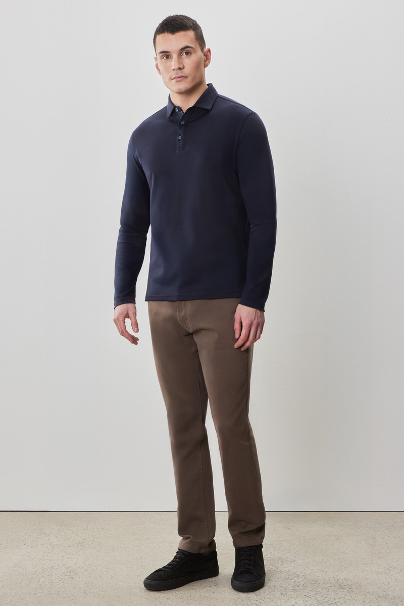 ROBERT BARAKETT The Barakett Long Sleeve Herringbone Polo outlook