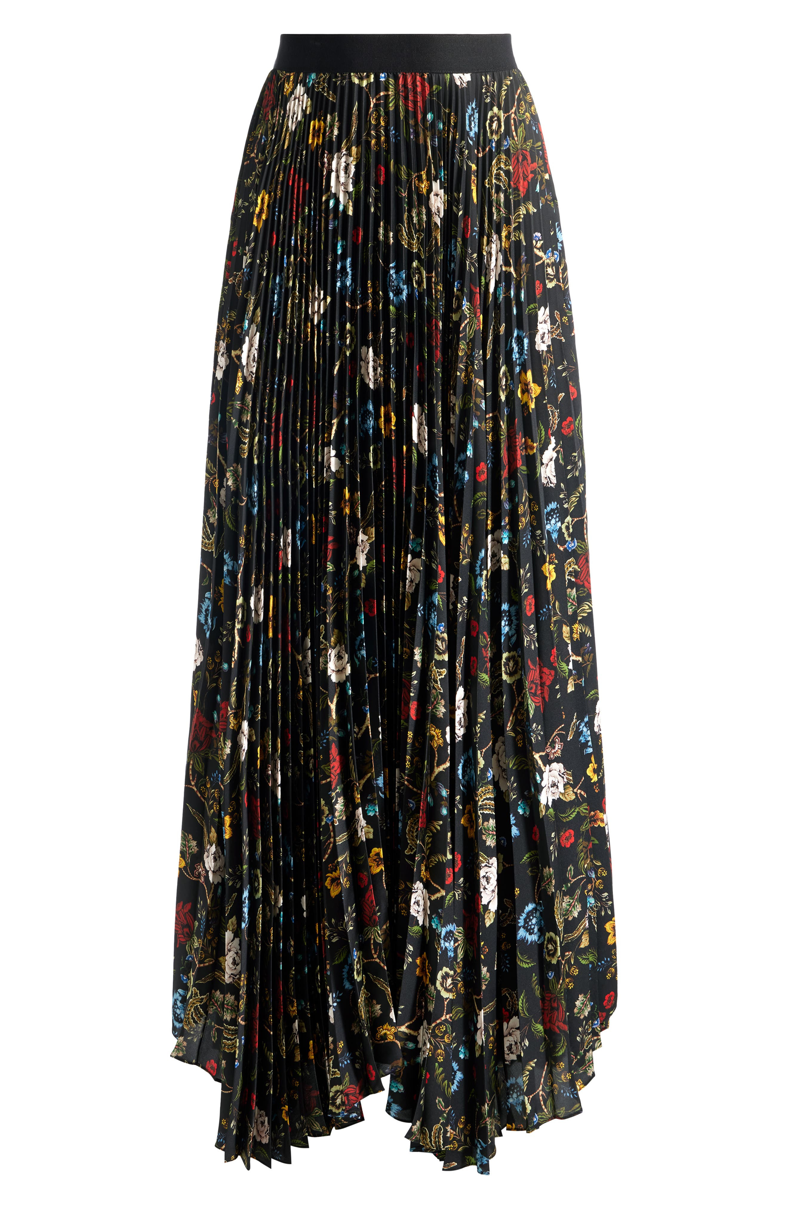 Alice + Olivia Katz Pleated Maxi Skirt in Tapestry Trails/Black at Nordstrom - 5