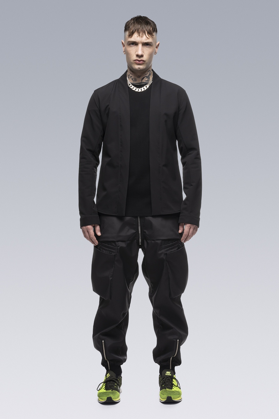 ACRONYM LA11-DS ノーカラージャケット ACRONYM LA11-DS schoeller® Dryskin™ Shirt Jacket Black