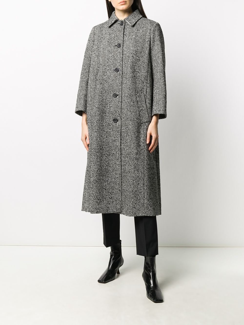 diagonal pattern pleated coat - 3