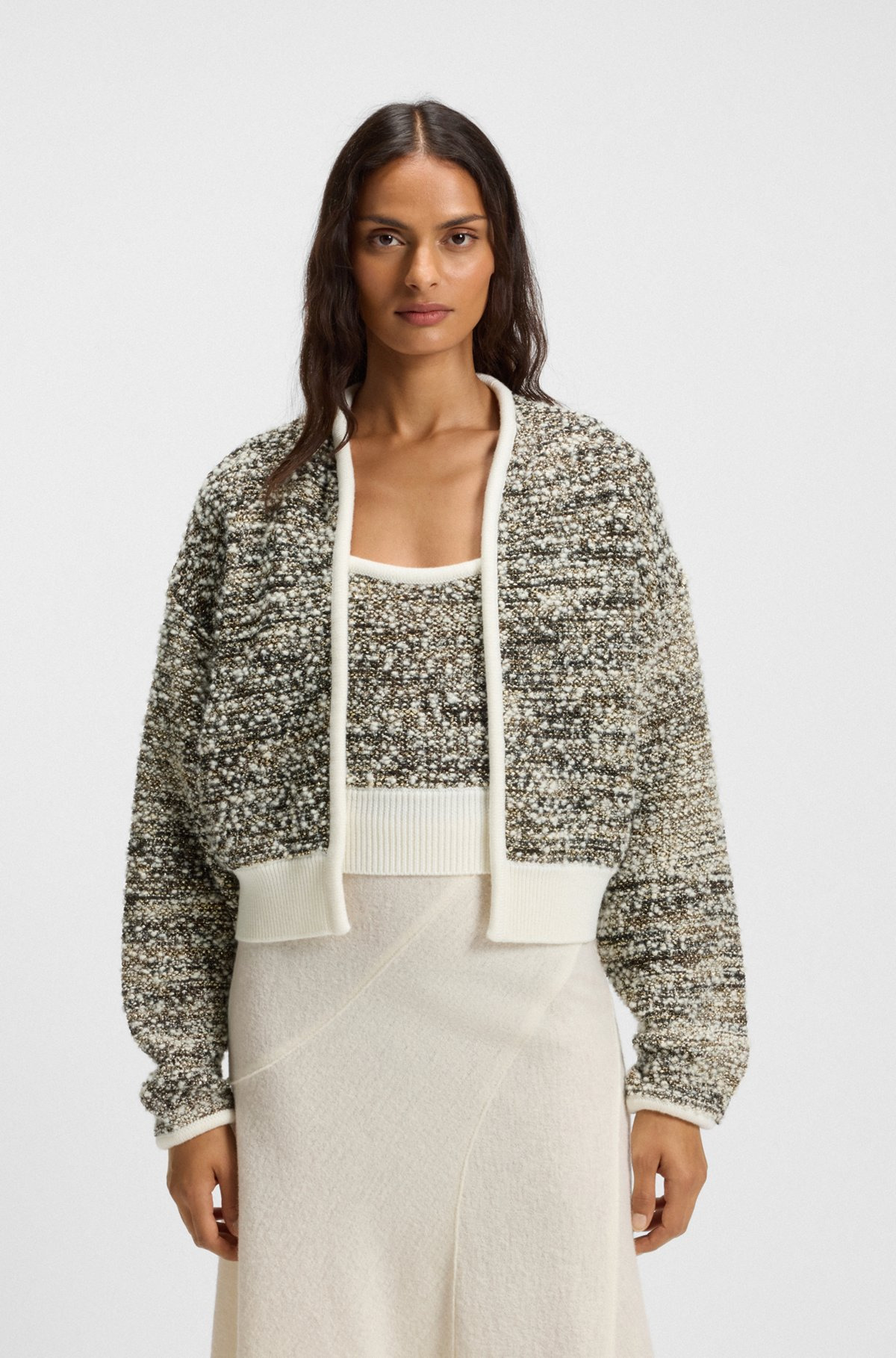 WOOL-BLEND CARDIGAN IN METALLIC TWEED - 2