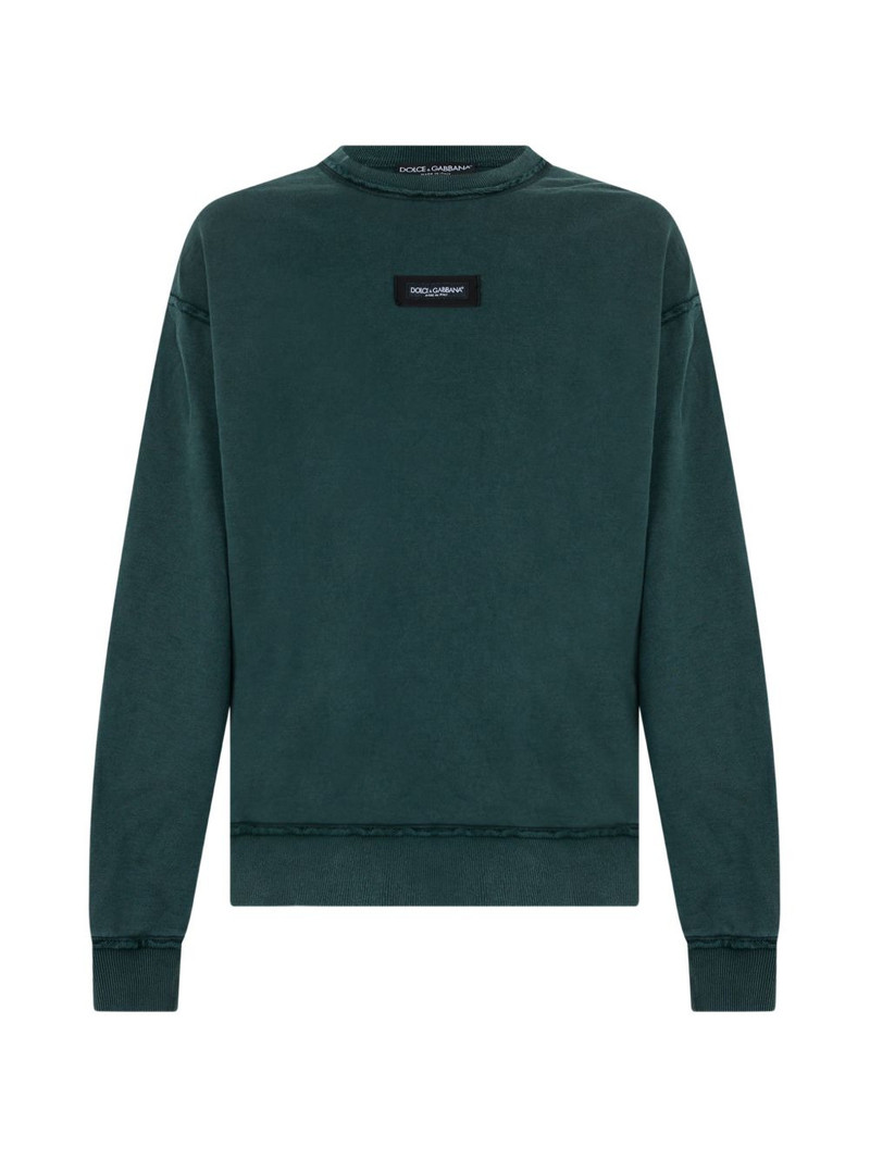 logo-patch raw-edge sweatshirt 1
