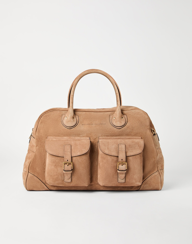 Reversed calfskin weekender bag 1