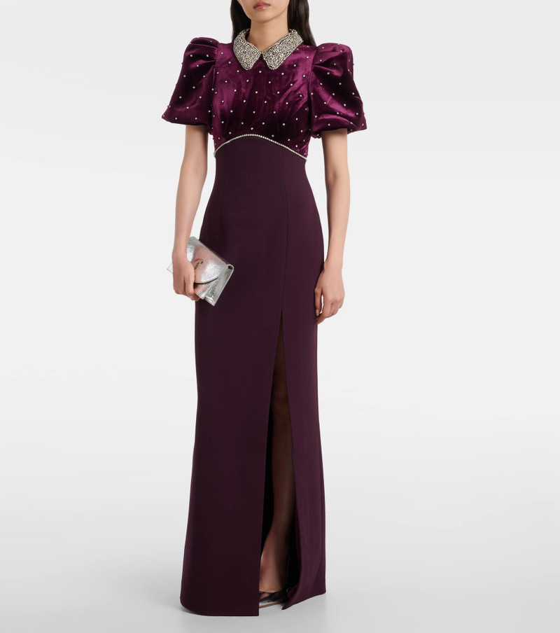 REBECCA VALLANCE Charles embellished velvet gown outlook