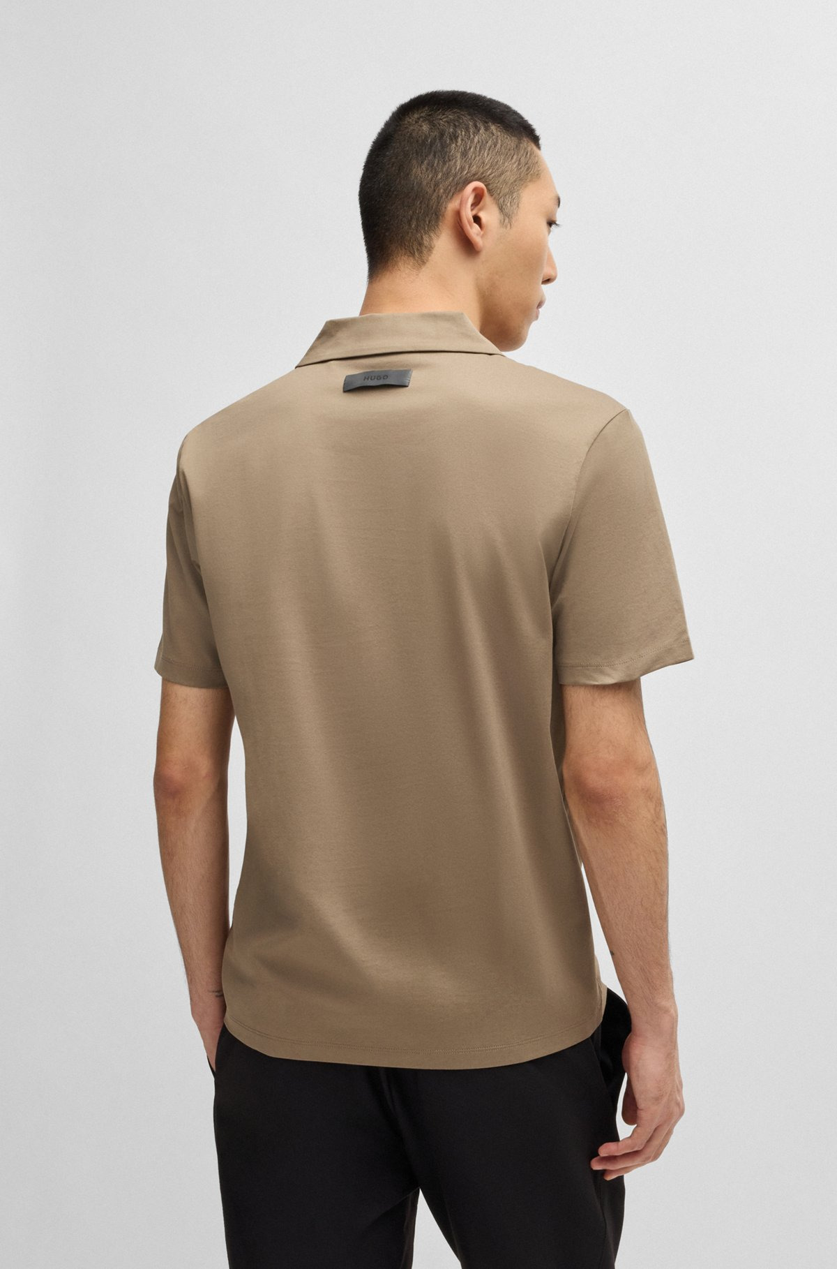 MERCERIZED SLIM-FIT POLO SHIRT WITH JOHNNY COLLAR - 5