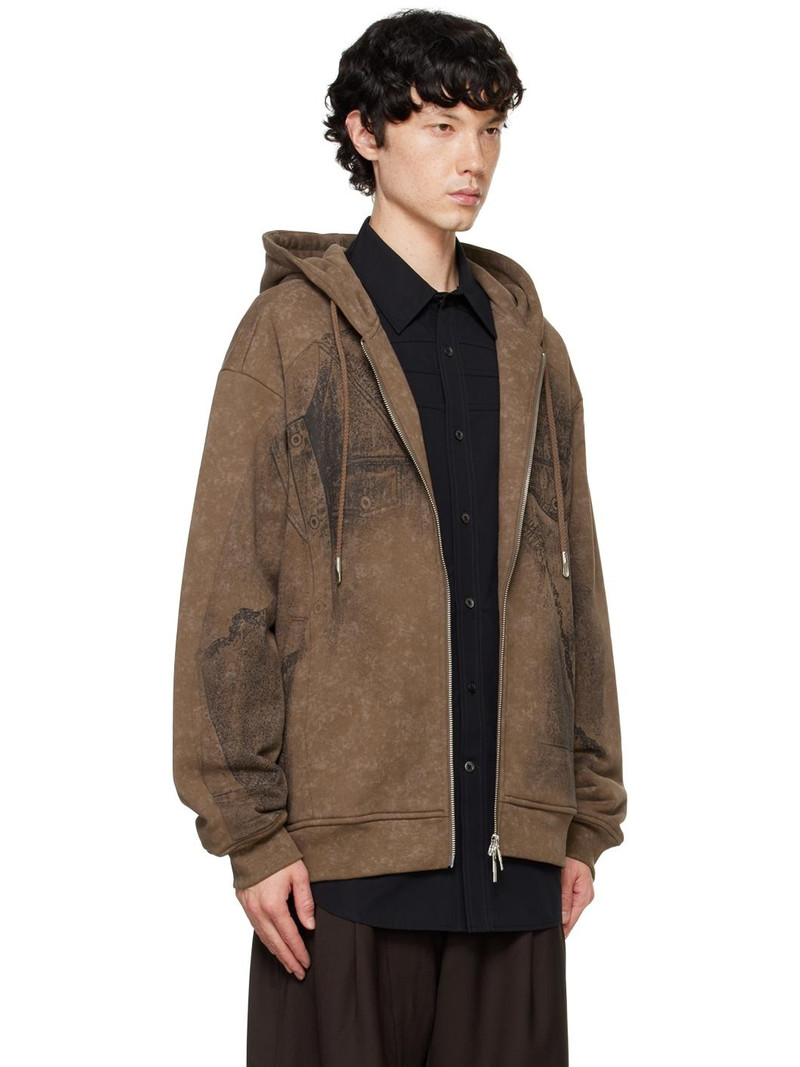 Brown Deconstruction Printed Hoodie 2