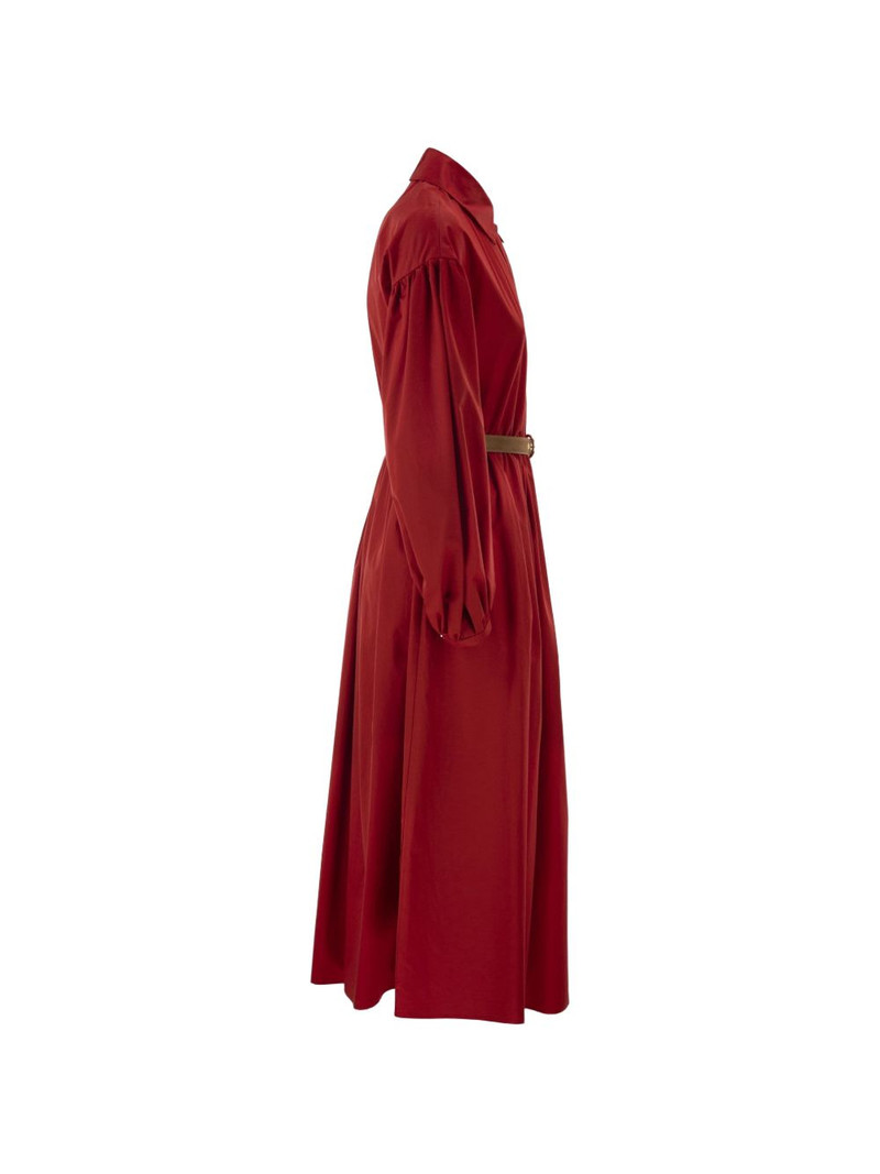 balloon-sleeve pleated cotton midi dress 3