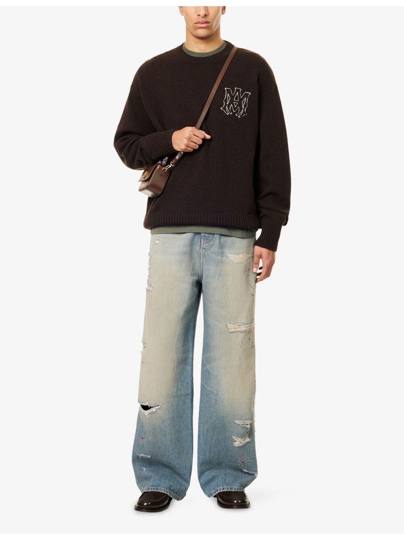 AMIRI Brand-Embroidery Crewneck Wool Jumper outlook