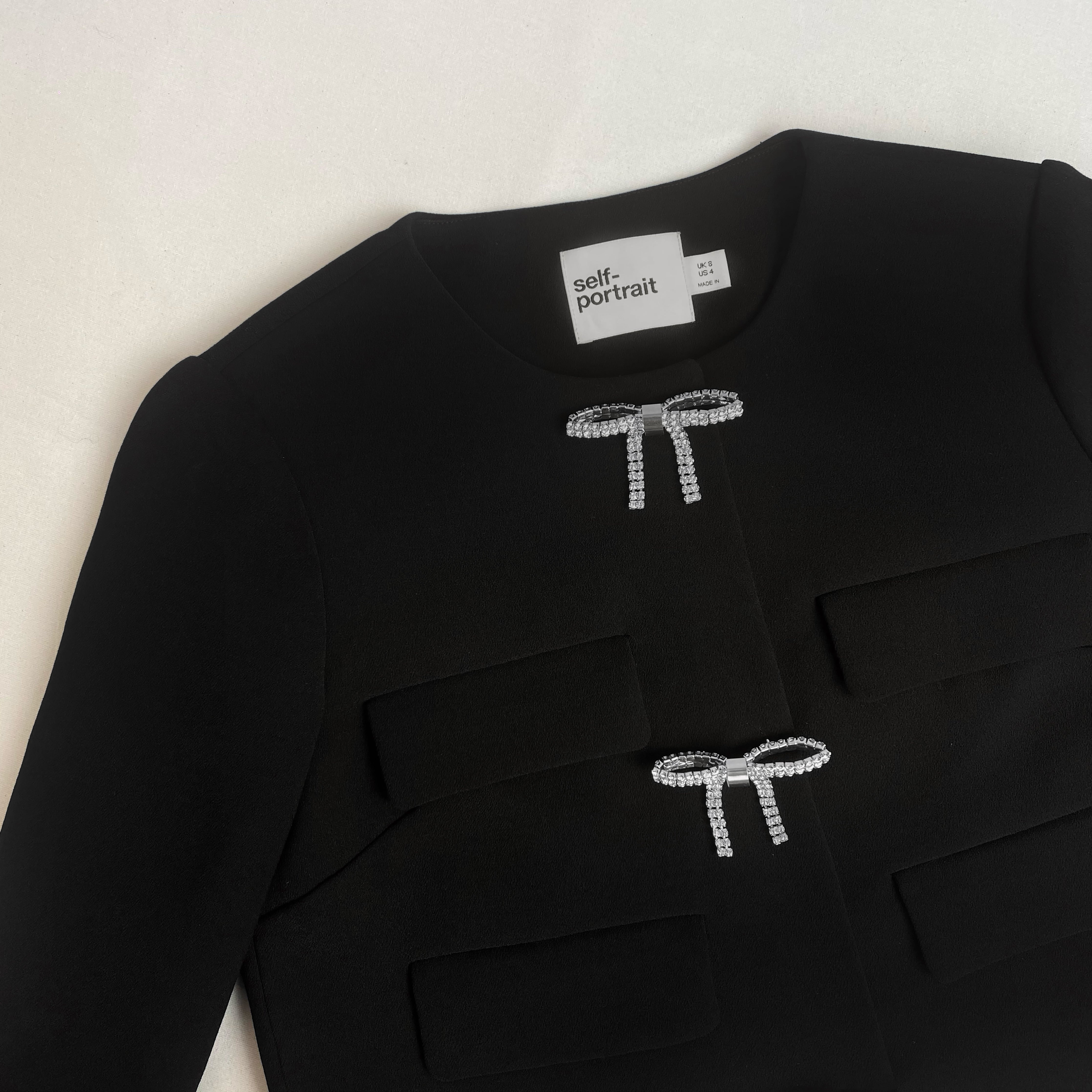 Black Crepe Crop Jacket - 4