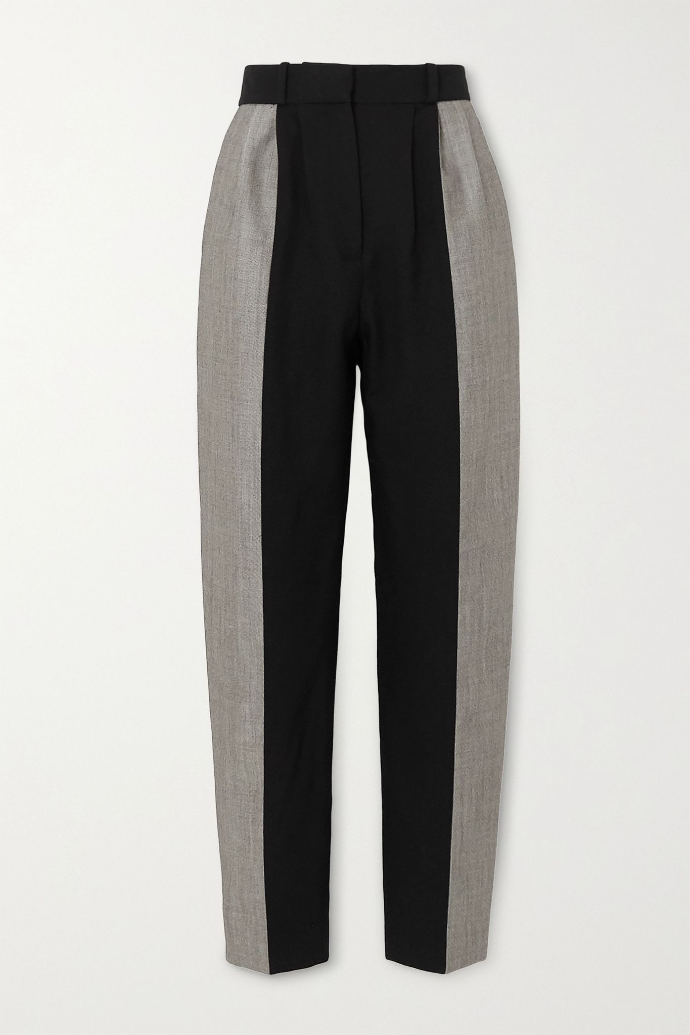 Two-tone wool and mohair-blend tapered pants - 1