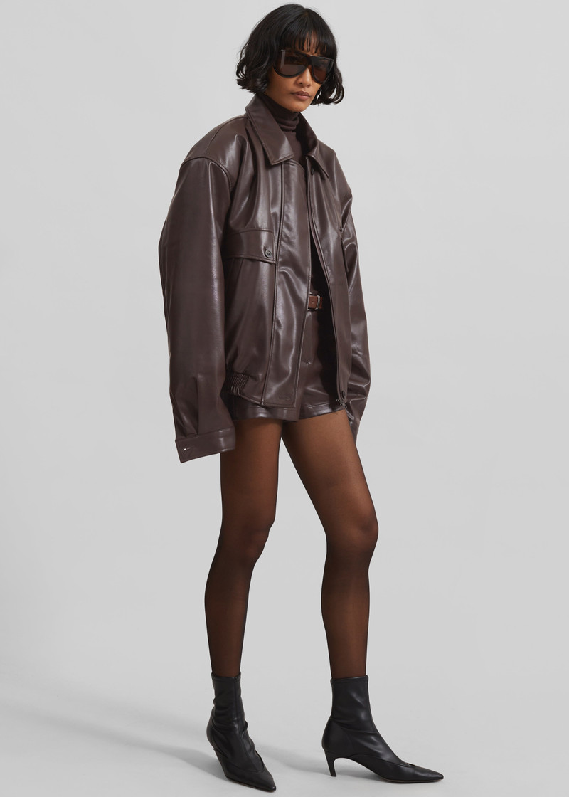 Belmont Faux Leather Jacket - Brown 9