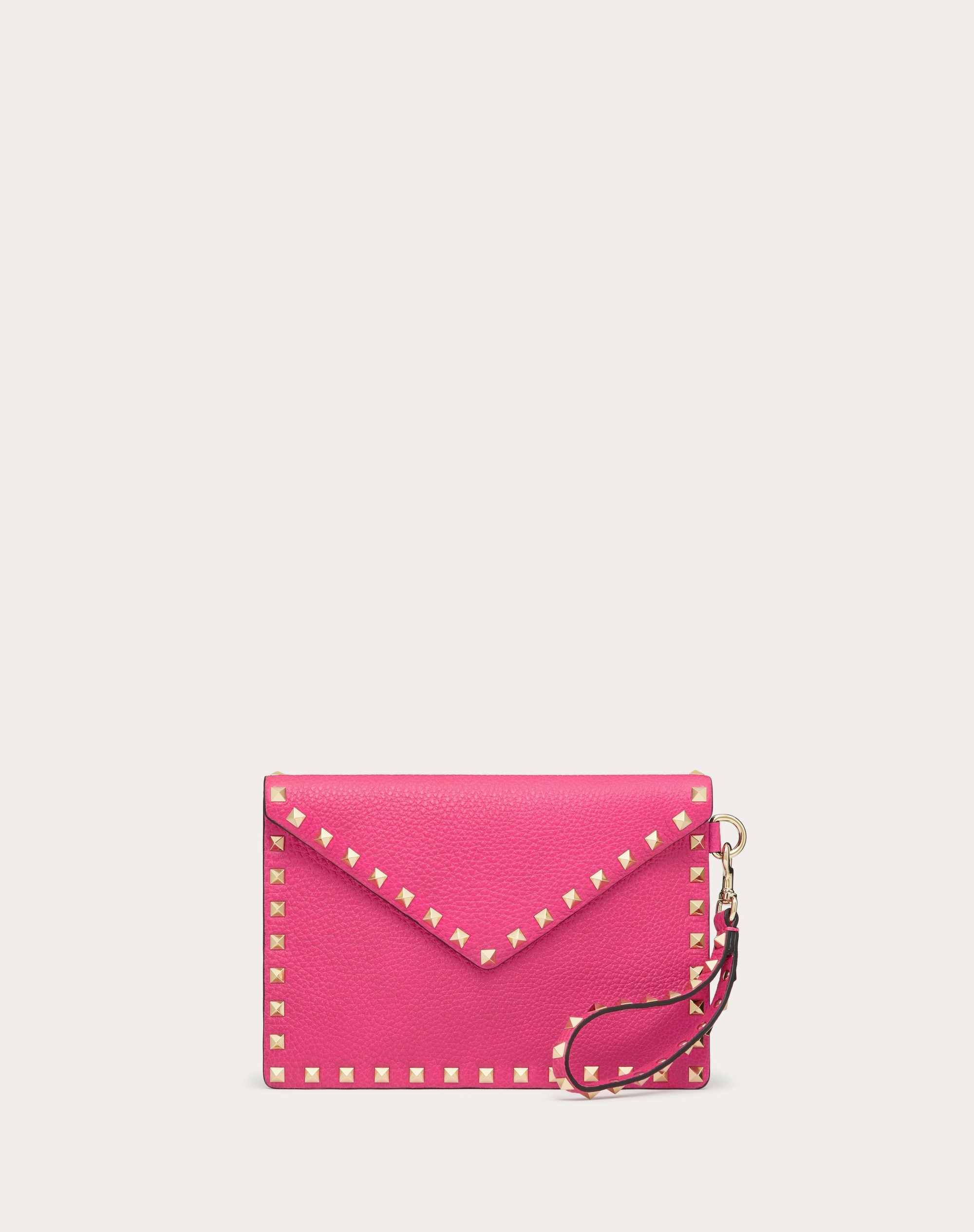 ROCKSTUD GRAINY CALFSKIN POUCH - 1
