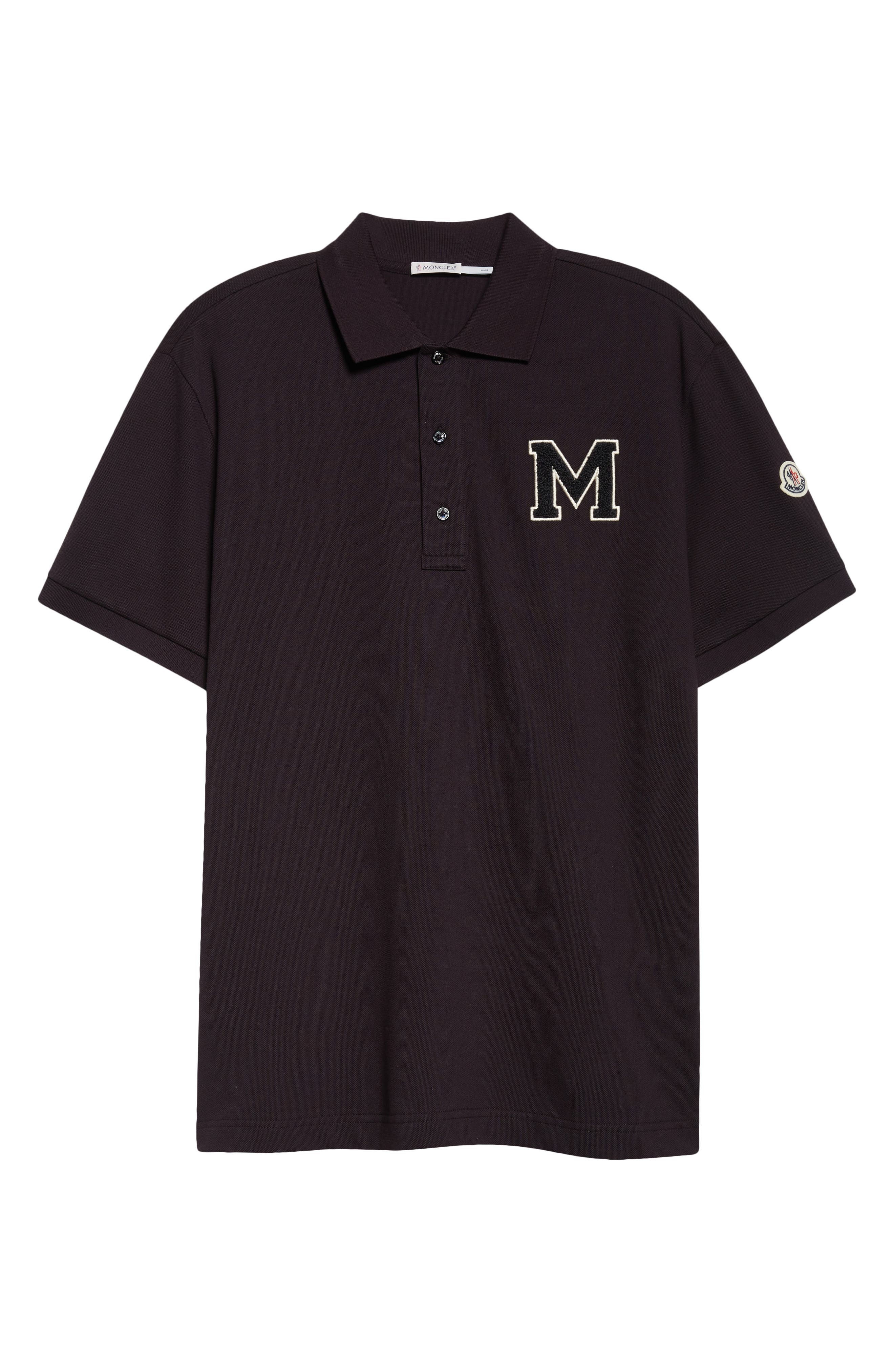 Moncler Varsity Monogram Cotton Piqué Polo in Navy Blue at Nordstrom - 5