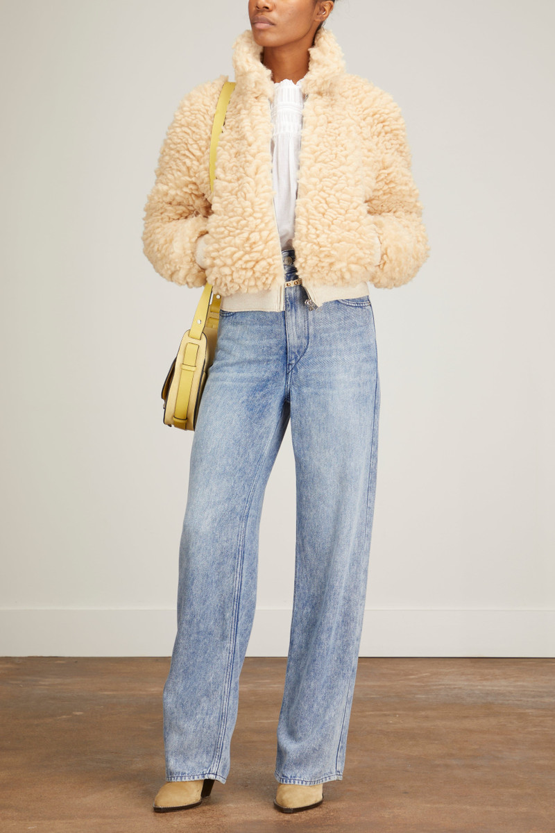 Isabel Marant Salvia Curly Coat in Beige outlook