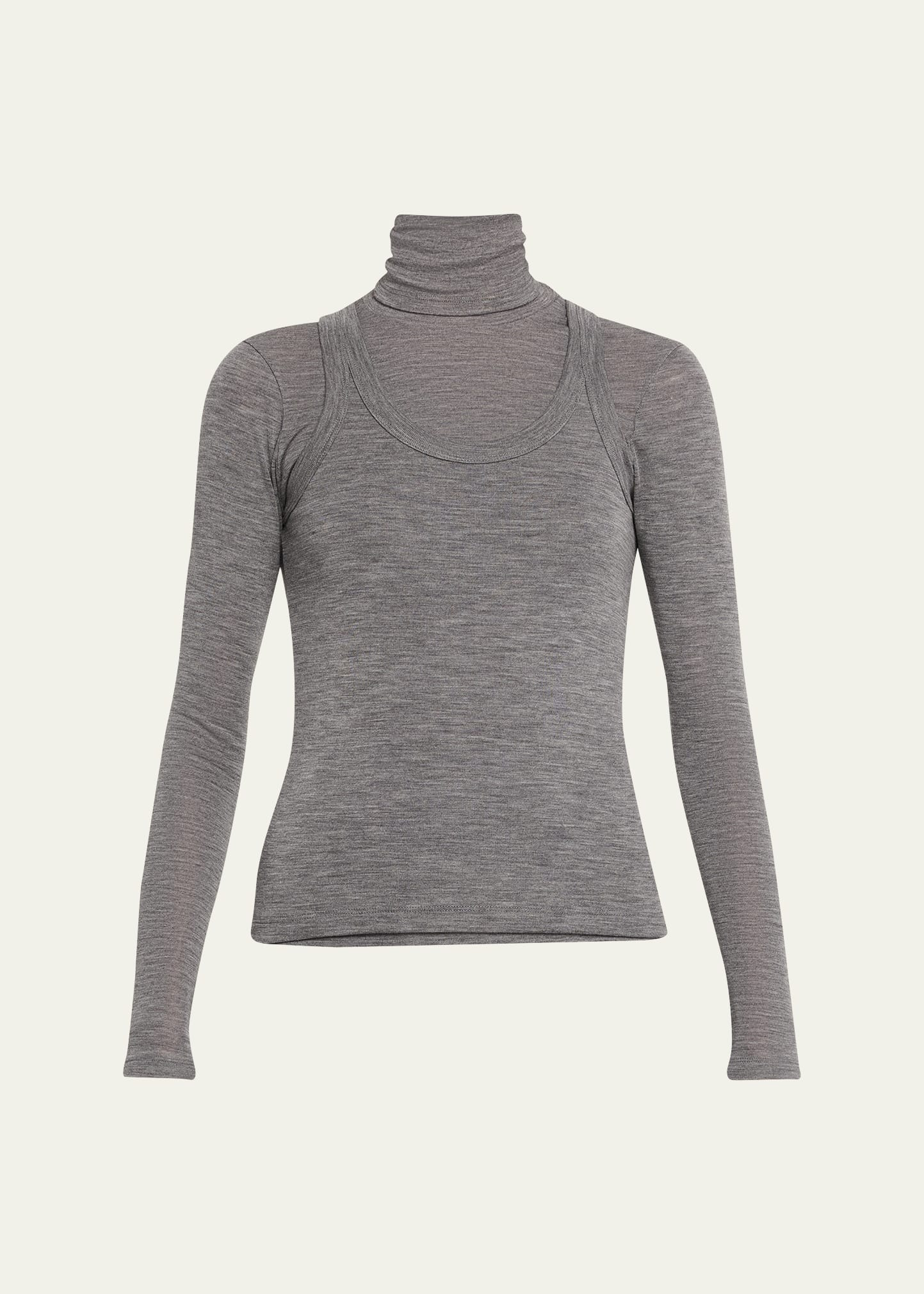 Double-Layer Merino Jersey Turtleneck - 1