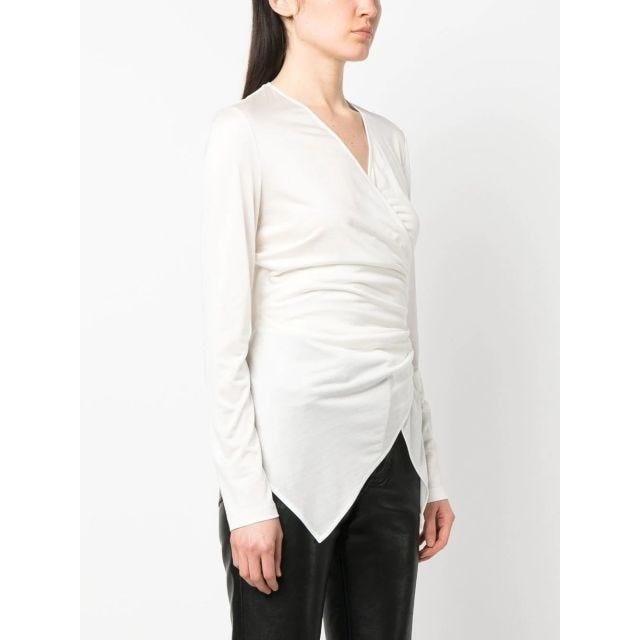 White long-sleeved crossover top - 3